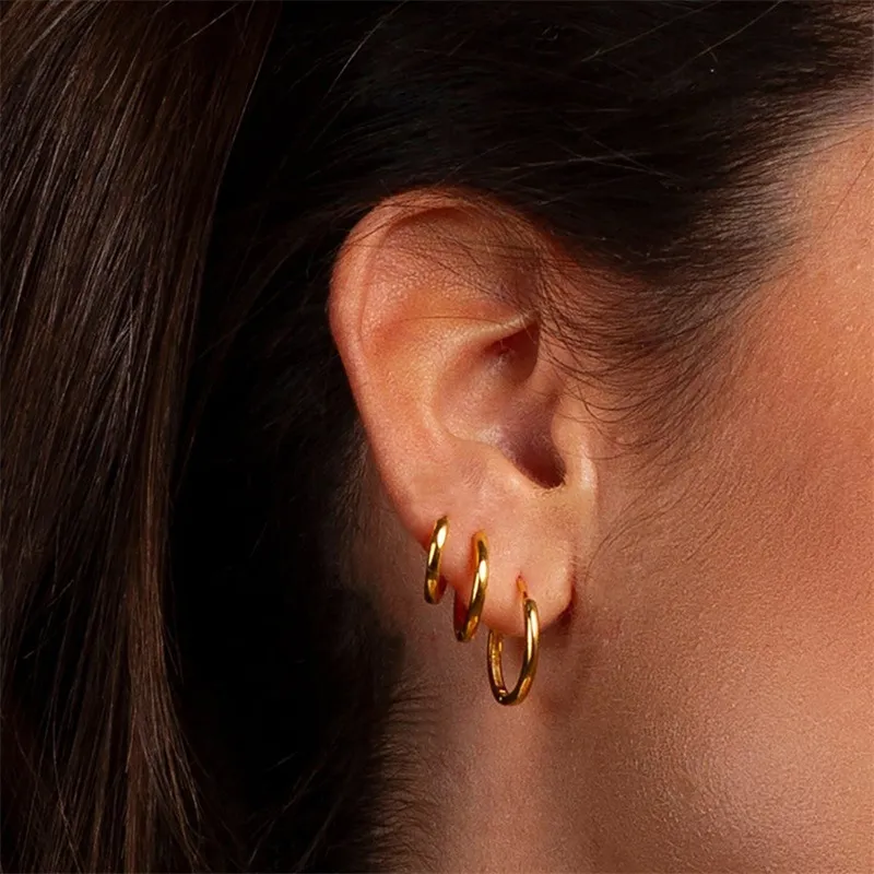 Women Simple Stainless Steel Circle Earrings