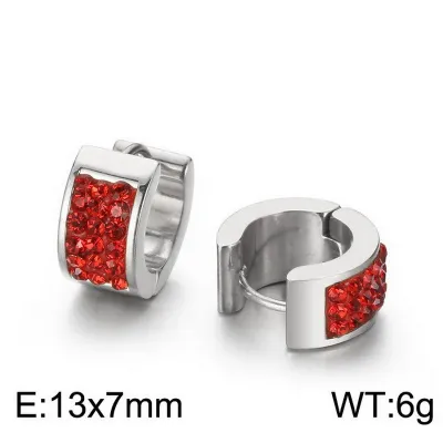 Women Simple Fashion Stainless Steel Rhinestone Earrings
