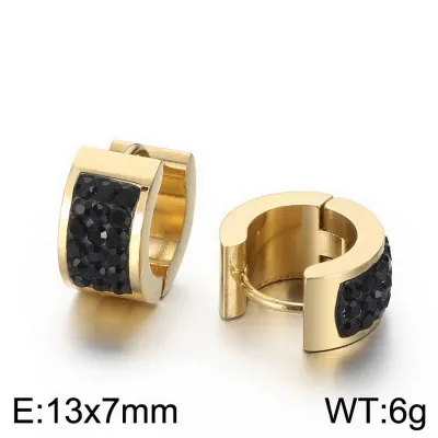 Women Simple Fashion Stainless Steel Rhinestone Earrings