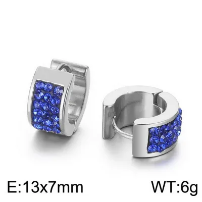 Women Simple Fashion Stainless Steel Rhinestone Earrings