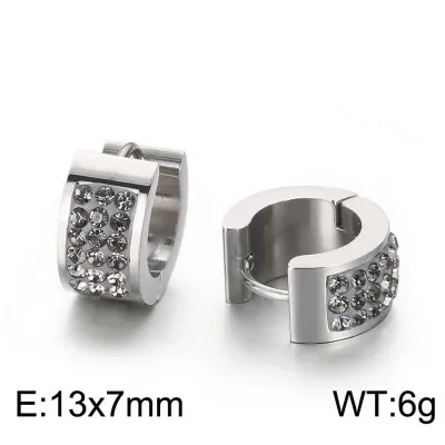 Women Simple Fashion Stainless Steel Rhinestone Earrings