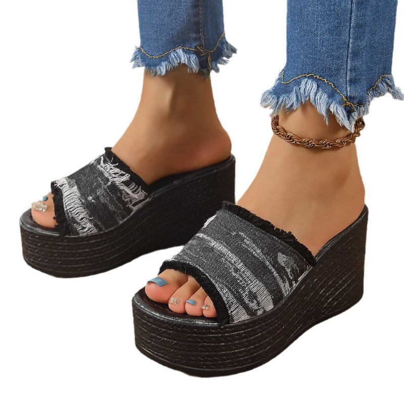 Wholesale Summer Women Fashion Plus Size Denim Platform