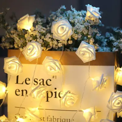 Creative Wedding Tanabata Romantic Simulation Rose Atmosphere Decorative Light String 10LED Battery Operated