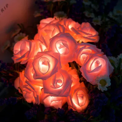 Creative Wedding Tanabata Romantic Simulation Rose Atmosphere Decorative Light String 10LED Battery Operated
