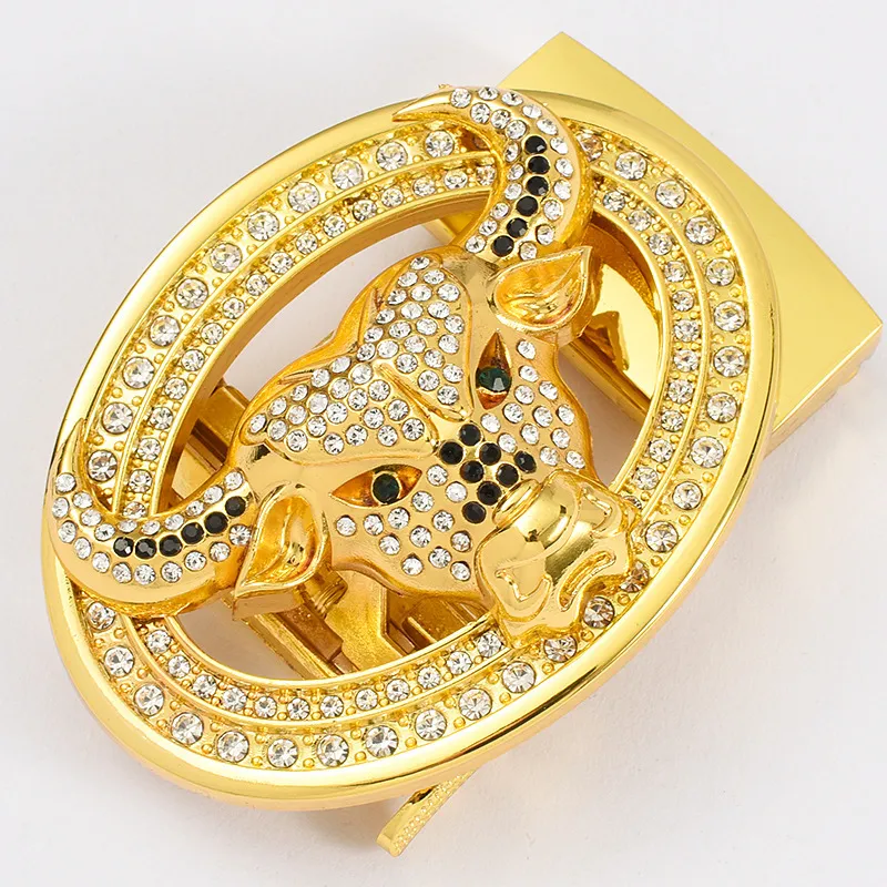 Men Fashion Business Metal Rhinestone Accessories Automatic Belt