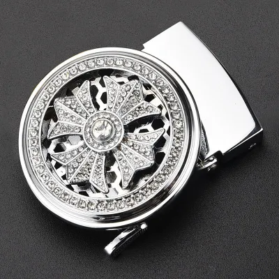 Men Fashion Business Metal Rhinestone Automatic Belt Buckle