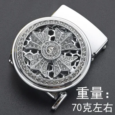 Men Fashion Business Metal Rhinestone Automatic Belt Buckle