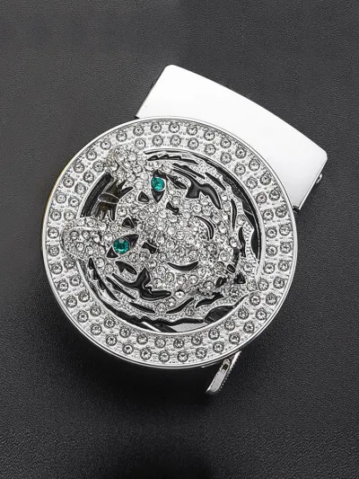 Men Fashion Business Metal Rhinestone Automatic Belt Buckle