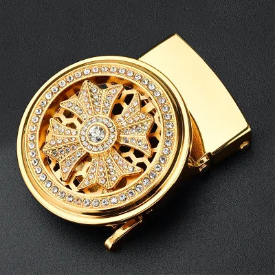 Men Fashion Business Metal Rhinestone Automatic Belt Buckle