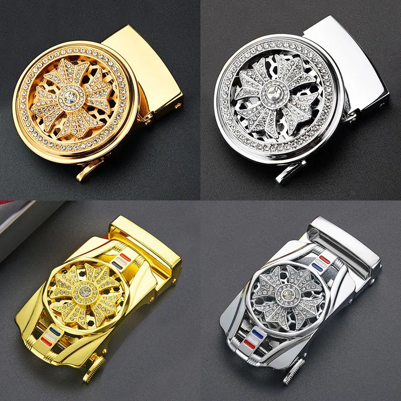 Men Fashion Business Metal Rhinestone Automatic Belt Buckle