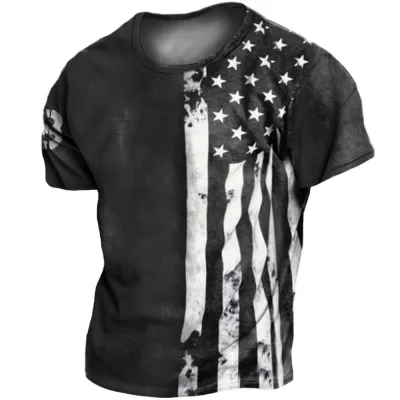 Men Fashion Casual 3D Print Plus Size Short Sleeve Round Neck T-Shirt