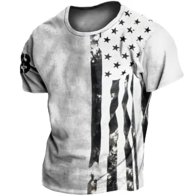 Men Fashion Casual 3D Print Plus Size Short Sleeve Round Neck T-Shirt