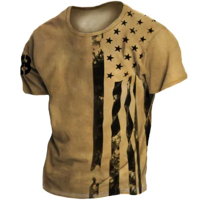 Men Fashion Casual 3D Print Plus Size Short Sleeve Round Neck T-Shirt