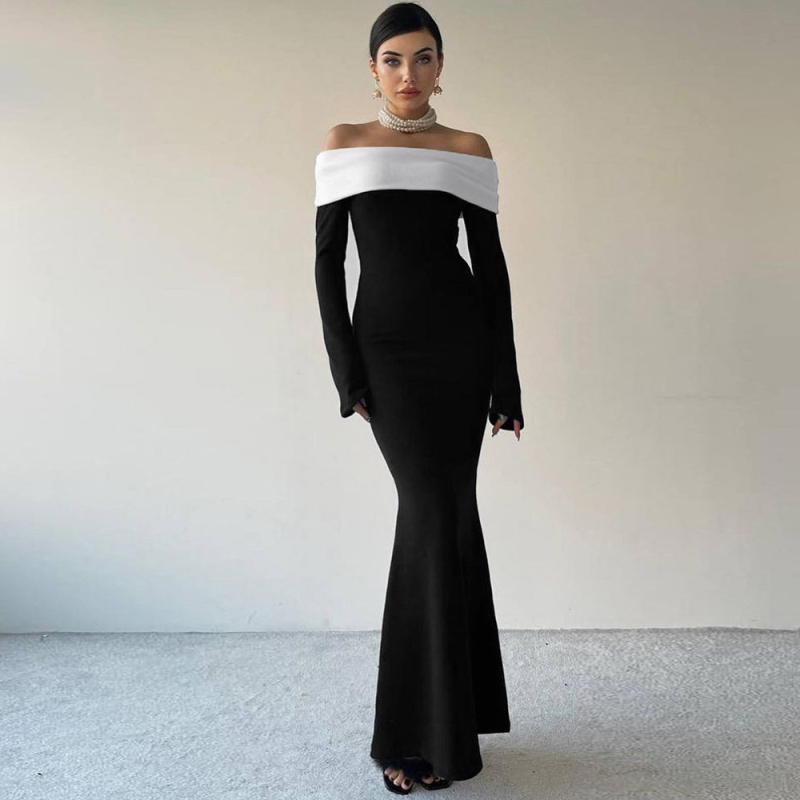 Wholesale Women Fashion Color Contrast Shoulder Long Sleeve