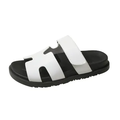 Women Fashion Plus Size Color Block Velcro Flat Slippers