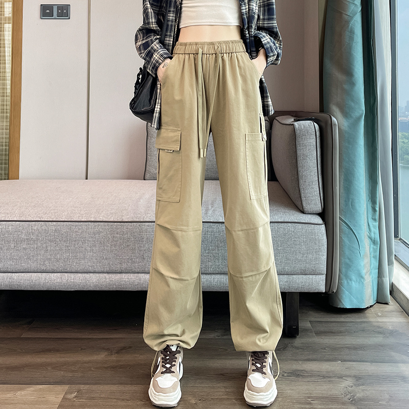 Wholesale Street Women Straight Retro High Waist Loose Cargo