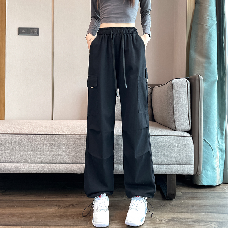 Wholesale Street Women Straight Retro High Waist Loose Cargo