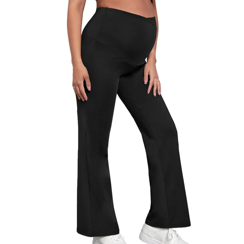Pregnant Women Fashion Slim-Fit High Waist Abdomen-Supporting Wide Pants