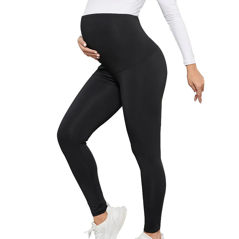 Maternity High Waist Tight Hip Lifting Yoga Pants Solid Color