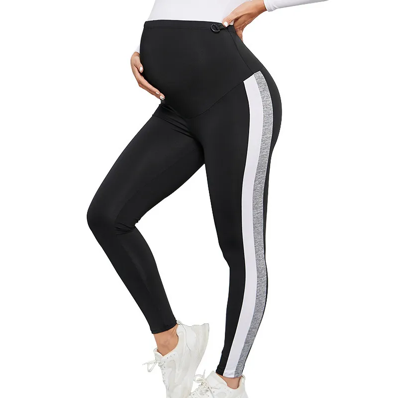 Pregnant Women Fashion Stripe High Waist Hip Yoga Pants