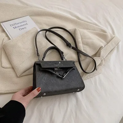 Women Fashionable Simple Square Lock Handle Shoulder Bag PU Medium