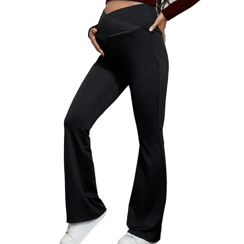 Pregnant Women Fashion Casual Cross Belly Belt High Waist Pants