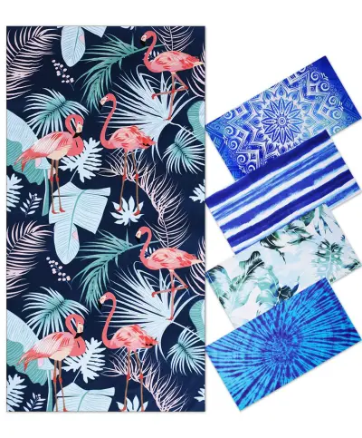 Microfiber Beach Towel Tie-Dye Bohemian Flamingo Cool Travel Pool Towel