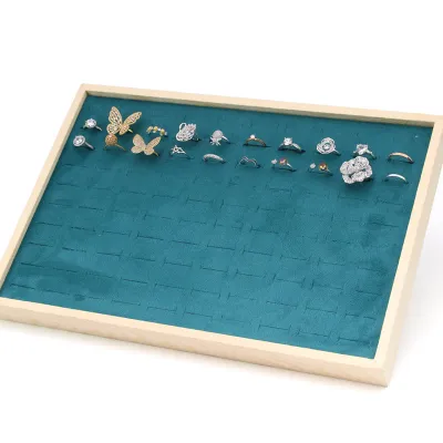 Vintage Solid Wood Geometry Green Jewelry Display Plate for Jewelry Storage