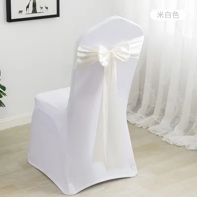 Simple Wedding Satin Ribbon Chair Cover Bow Decoration
