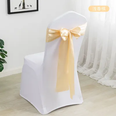 Simple Wedding Satin Ribbon Chair Cover Bow Decoration