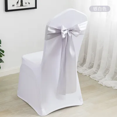 Simple Wedding Satin Ribbon Chair Cover Bow Decoration