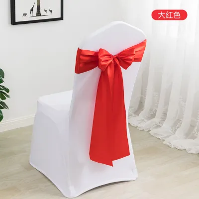 Simple Wedding Satin Ribbon Chair Cover Bow Decoration