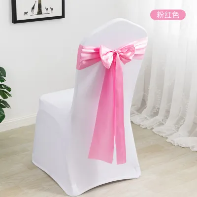 Simple Wedding Satin Ribbon Chair Cover Bow Decoration