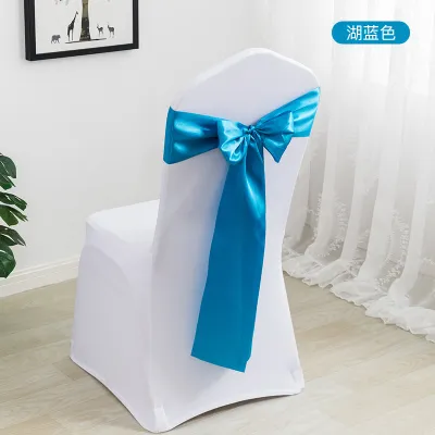 Simple Wedding Satin Ribbon Chair Cover Bow Decoration