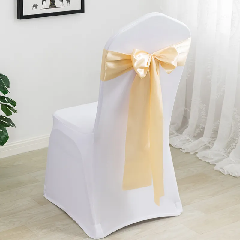 Simple Wedding Satin Ribbon Chair Cover Bow Decoration
