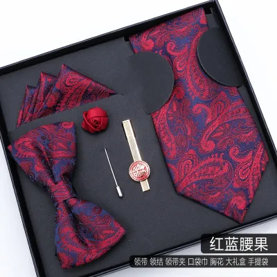 Men Simple Stripe Tie Bow Tie Square 5 Piece Set - Polyester Filament Business Formal