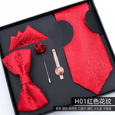 Men Simple Stripe Tie Bow Tie Square 5 Piece Set - Polyester Filament Business Formal