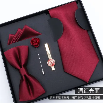 Men Simple Stripe Tie Bow Tie Square 5 Piece Set - Polyester Filament Business Formal