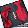 Burgundy Dark Pattern Five-Piece Gift Box Happy Word Clip Hand
