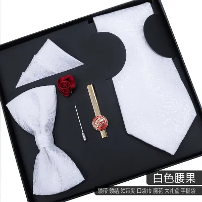 Men Simple Stripe Tie Bow Tie Square 5 Piece Set - Polyester Filament Business Formal