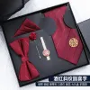 Burgundy Twill Round Happy Character Five-Piece Gift Box Happy Character Clip Hand
