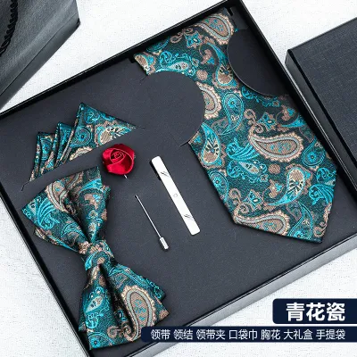 Men Simple Stripe Tie Bow Tie Square 5 Piece Set - Polyester Filament Business Formal