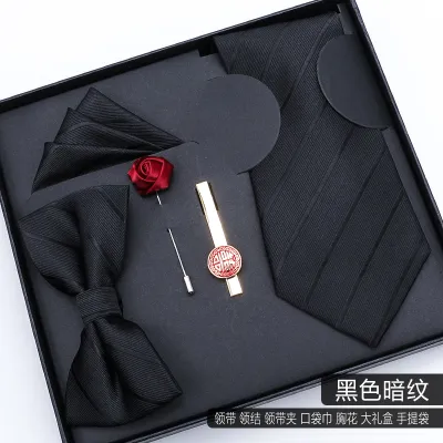 Men Simple Stripe Tie Bow Tie Square 5 Piece Set - Polyester Filament Business Formal