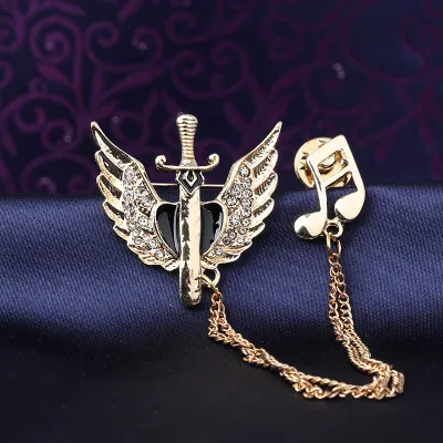 Men's Fashion Simple Crown Rudder Rhinestone Suit Brooch