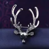 Silver Diamond Elk Brooch