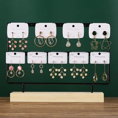 Solid Wooden Iron Earring Rack Storage Jewelry Display Rack