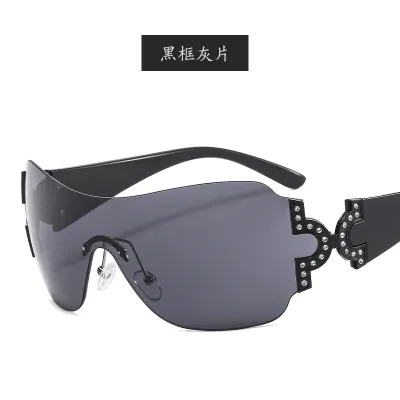 Y2K Conjoined Metal Rhinestone Sunglasses