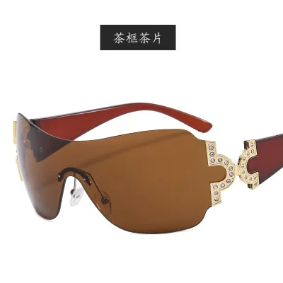 Y2K Conjoined Metal Rhinestone Sunglasses