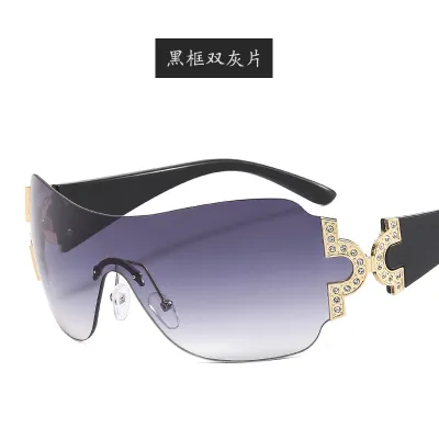 Y2K Conjoined Metal Rhinestone Sunglasses