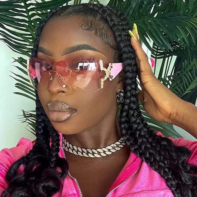 Y2K Conjoined Metal Rhinestone Sunglasses